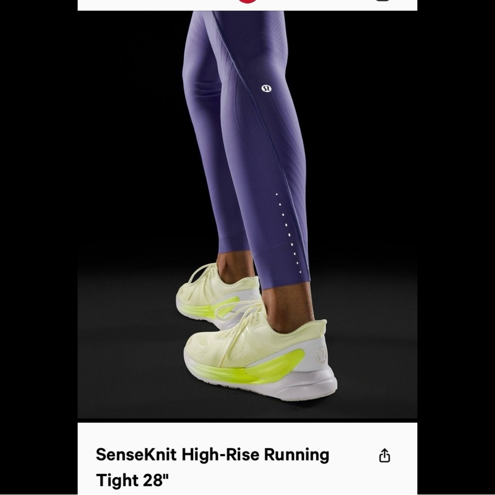 Lululemon Senseknit High Rise running Tight 28 inch lilac sz 8- LIKE NEW- mint